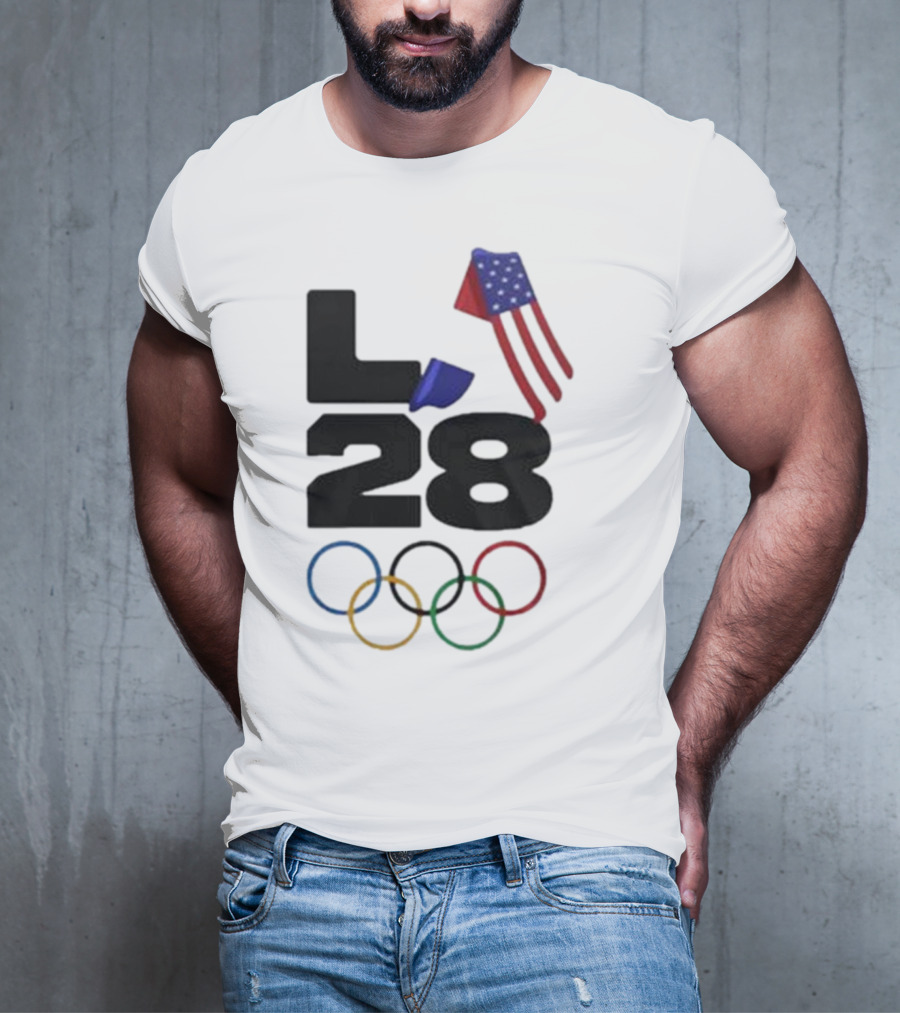 LA 28 Olympics American Flag Rings T-Shirt