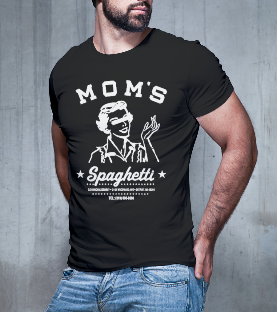 MOM'S Spaghetti Detroit MI 2161 Woodward Ave Tel 313 888 8388 T-Shirt