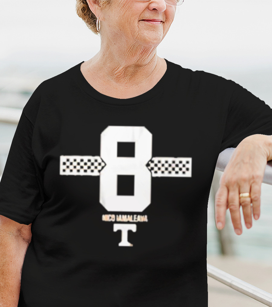 Tennessee Football 8 Nico Iamaleava Checkerboard Stripe T T-Shirt
