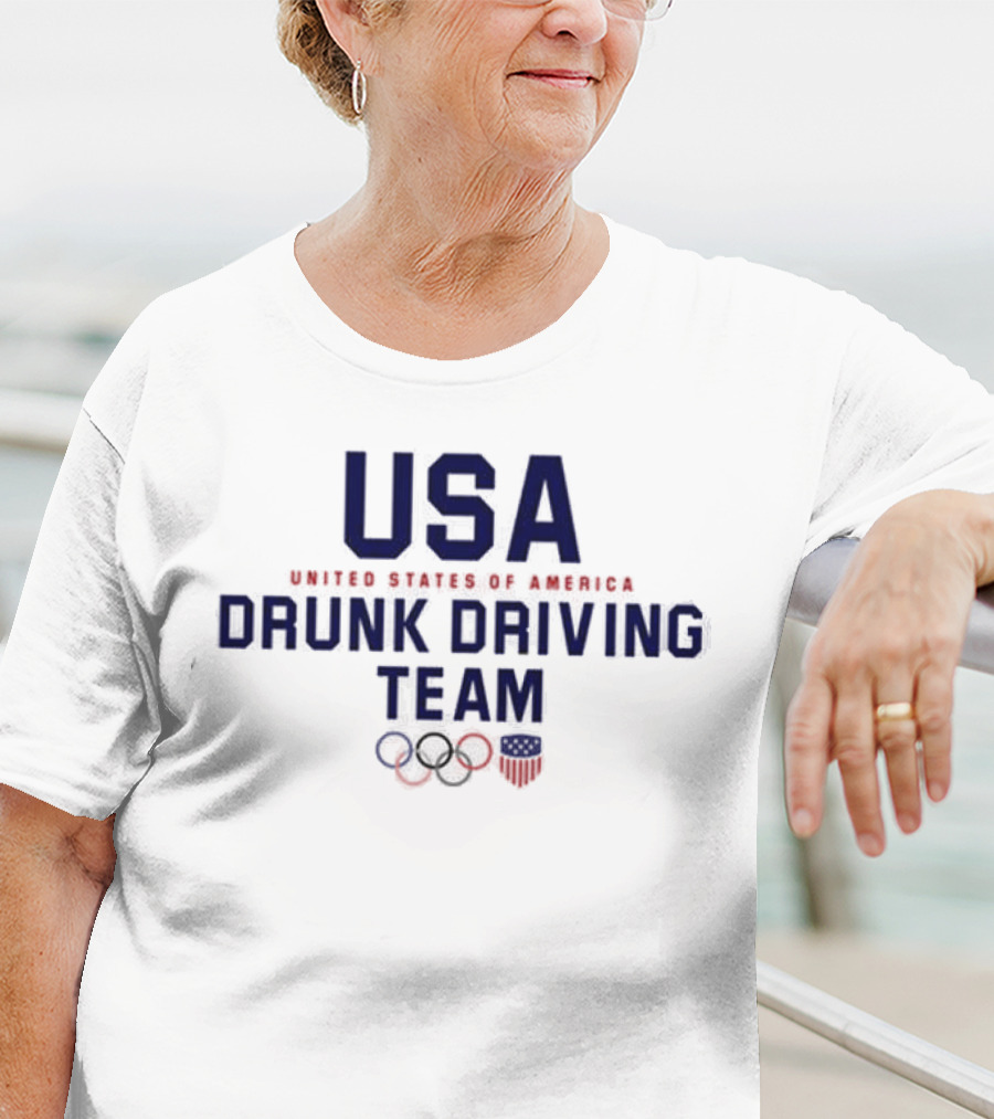 USA United States Of America Drunk Driving Team Olympic Rings Shield T-Shirt