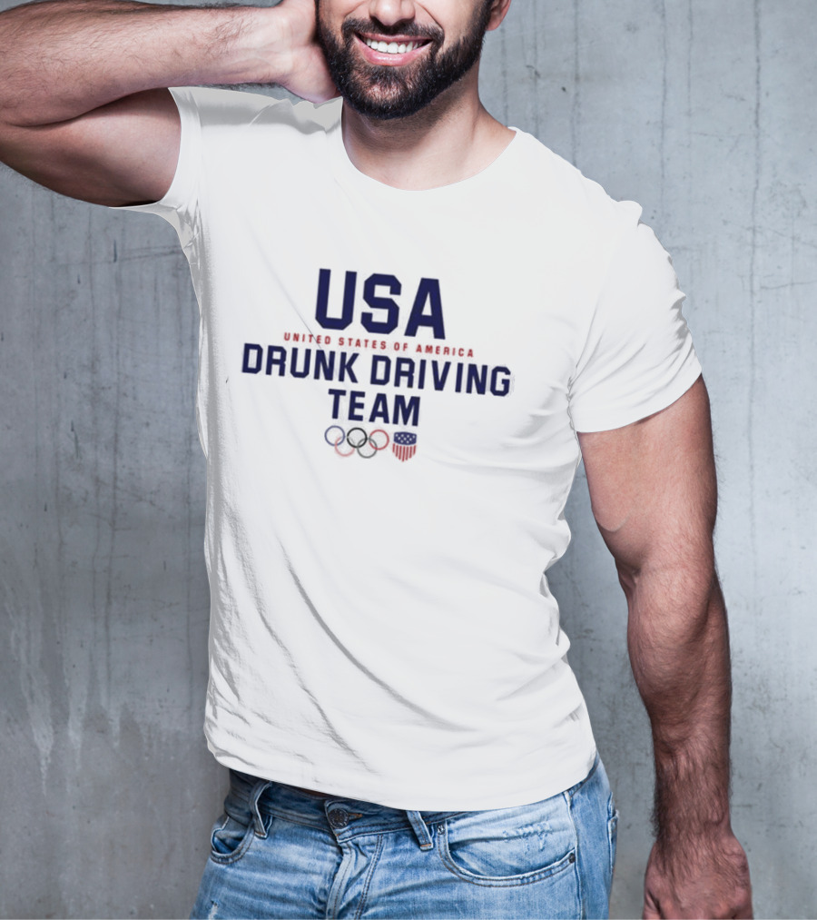 USA United States Of America Drunk Driving Team Olympic Rings Shield T-Shirt