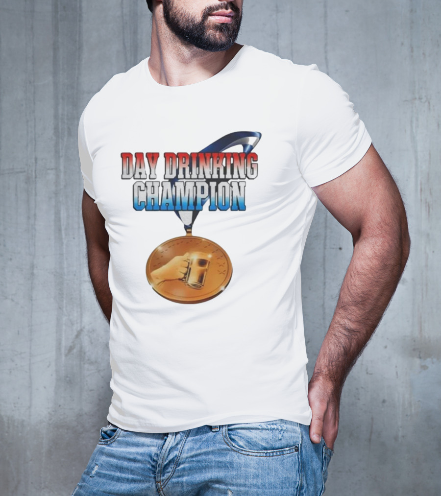 Day Drinking Champion Medal Beer Mug Fun T-Shirt