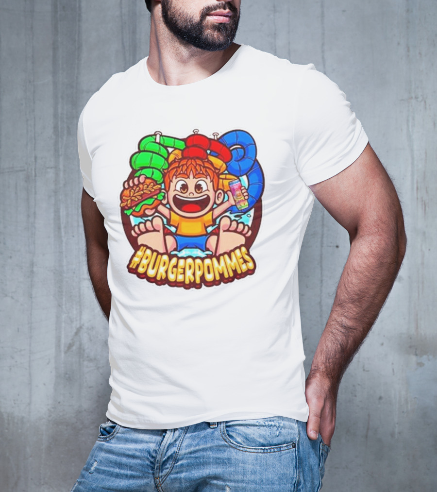 Lukasbs Burgerpommes Wasserpark Kids Fun Graphic With Slides And Snacks T-Shirt