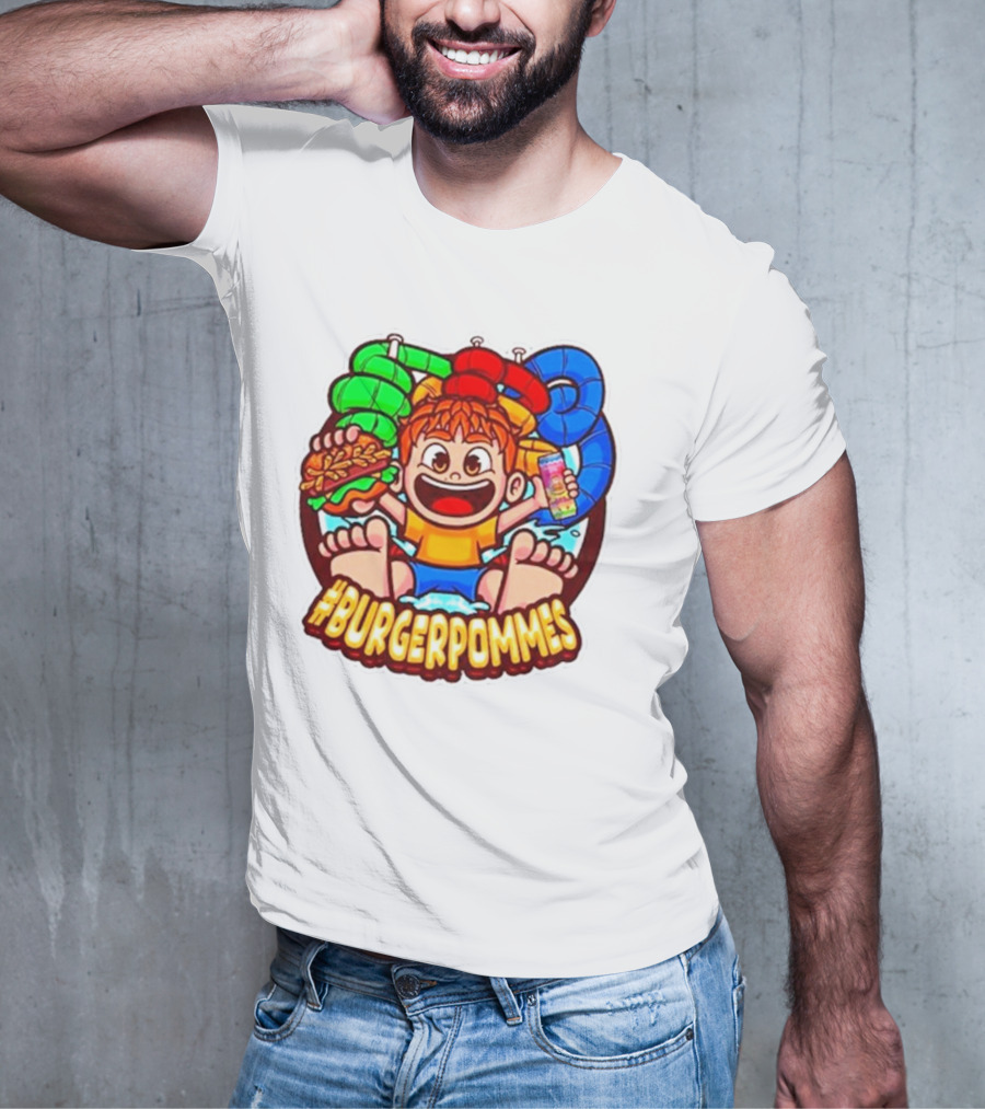 Lukasbs Burgerpommes Wasserpark Kids Fun Graphic With Slides And Snacks T-Shirt