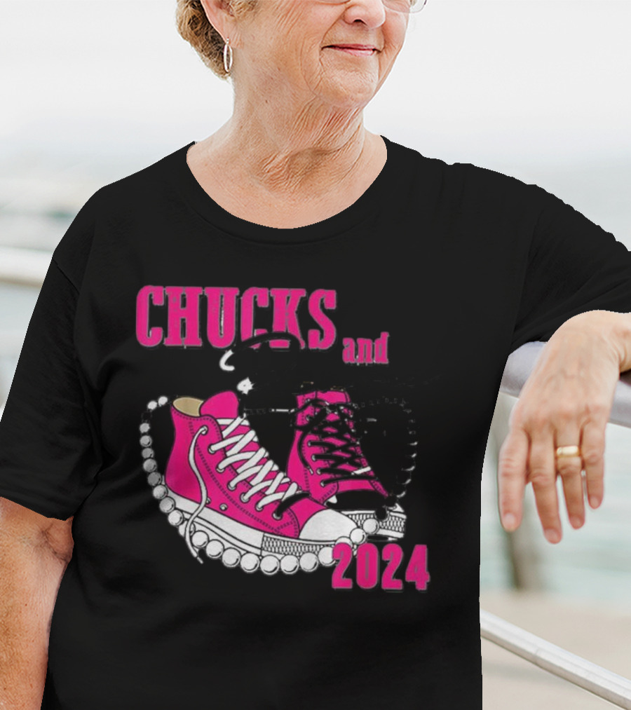 Chucks And Pearls Pink Sneakers T-Shirt
