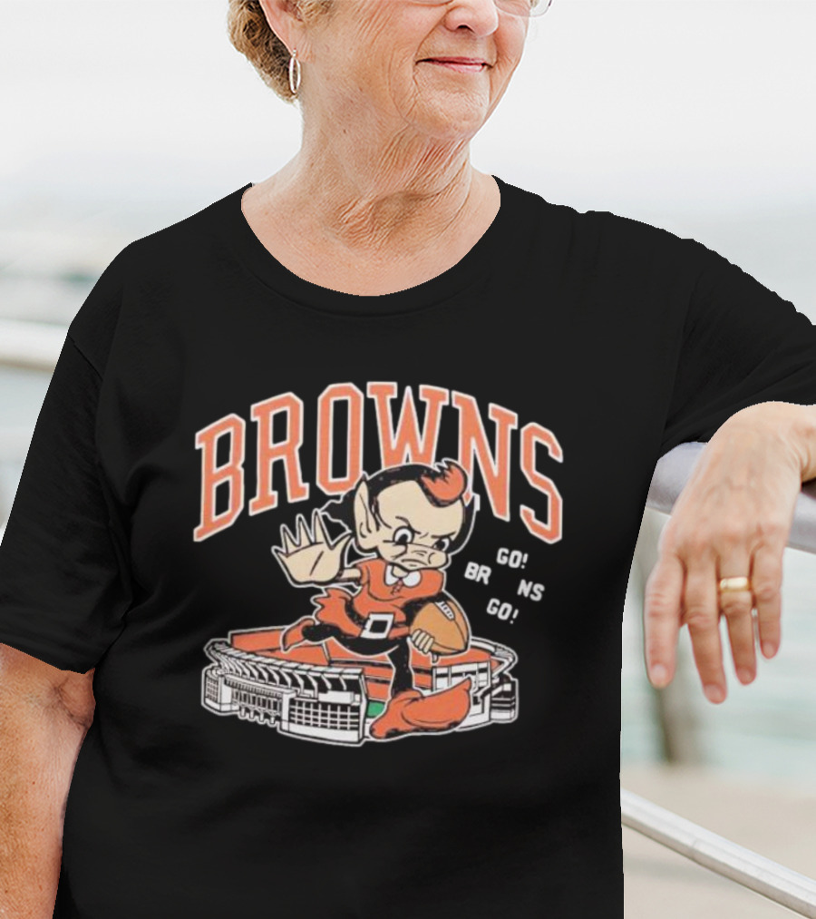 Browns Brownie Stiff Arm Go Go Brns Stadium T-Shirt