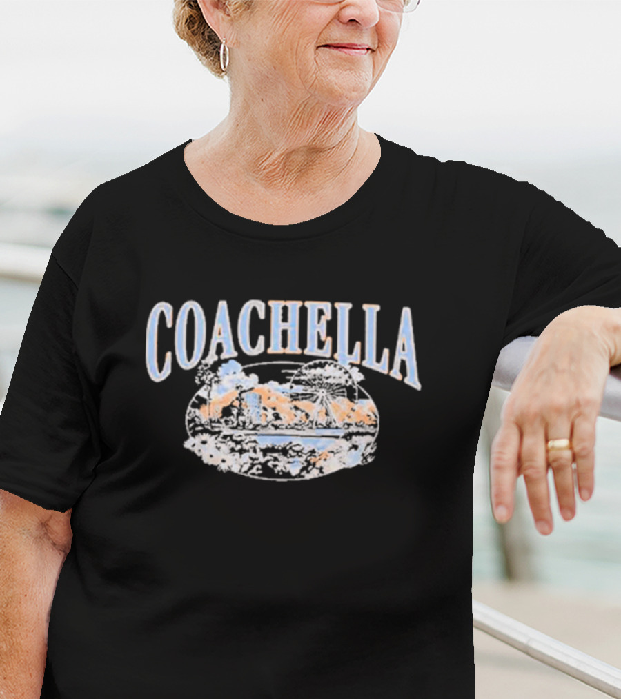 Coachella Desert Sunset Festival Ferris Wheel And Palm Trees Scene T-Shirt