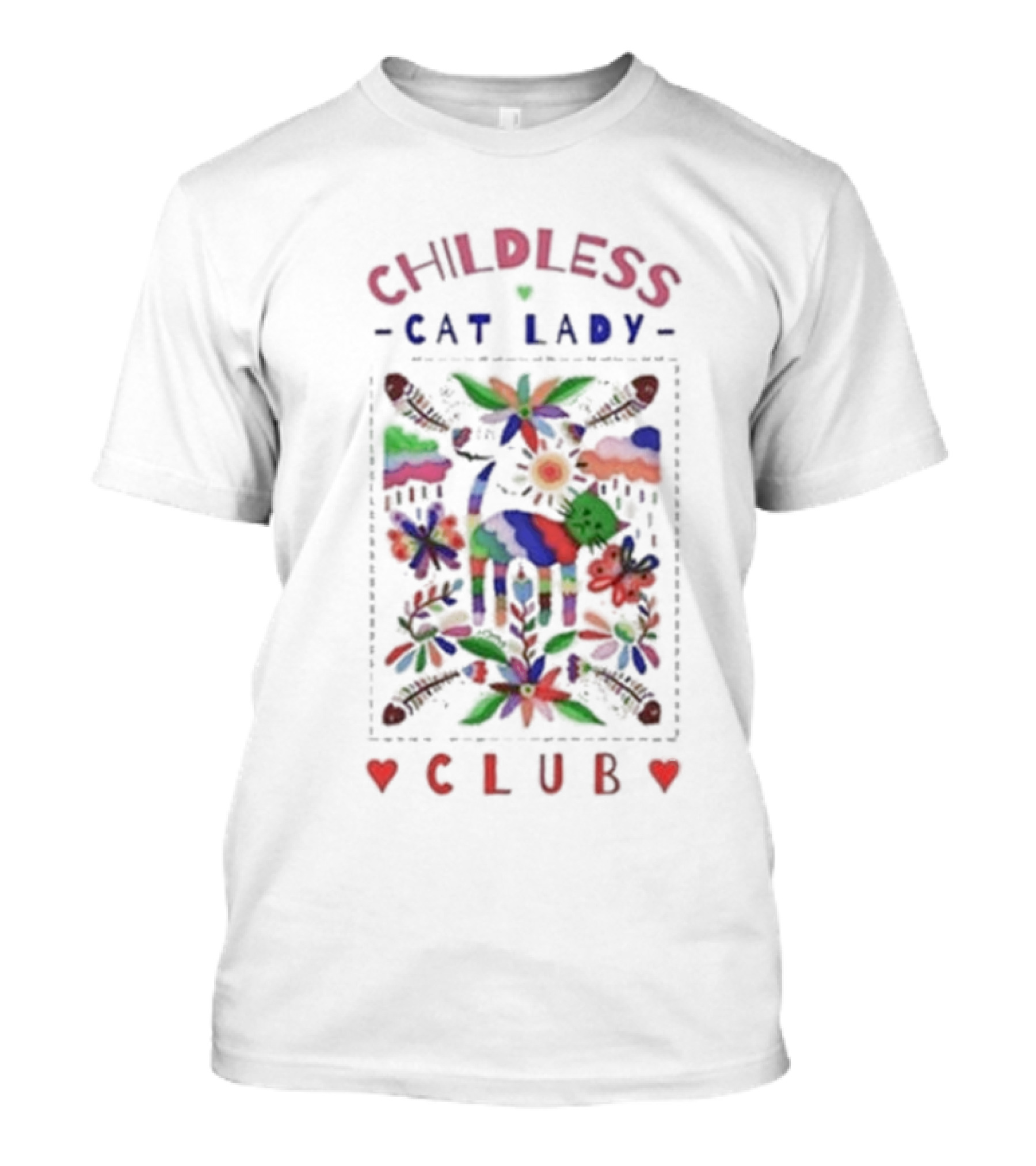 Childless Cat Lady Club Colorful Mexican T-Shirt