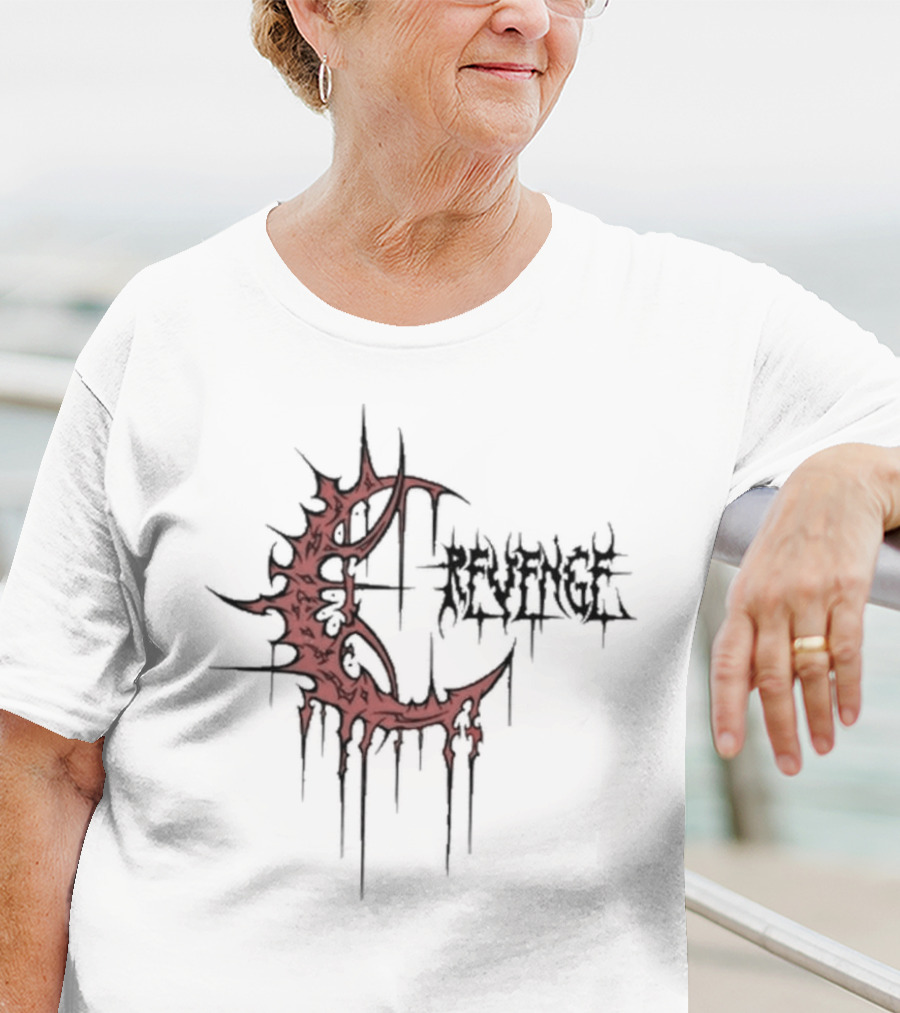 Revenge Crescent Gothic Drip Red Emblem T-Shirt