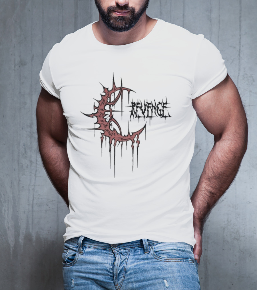 Revenge Crescent Gothic Drip Red Emblem T-Shirt