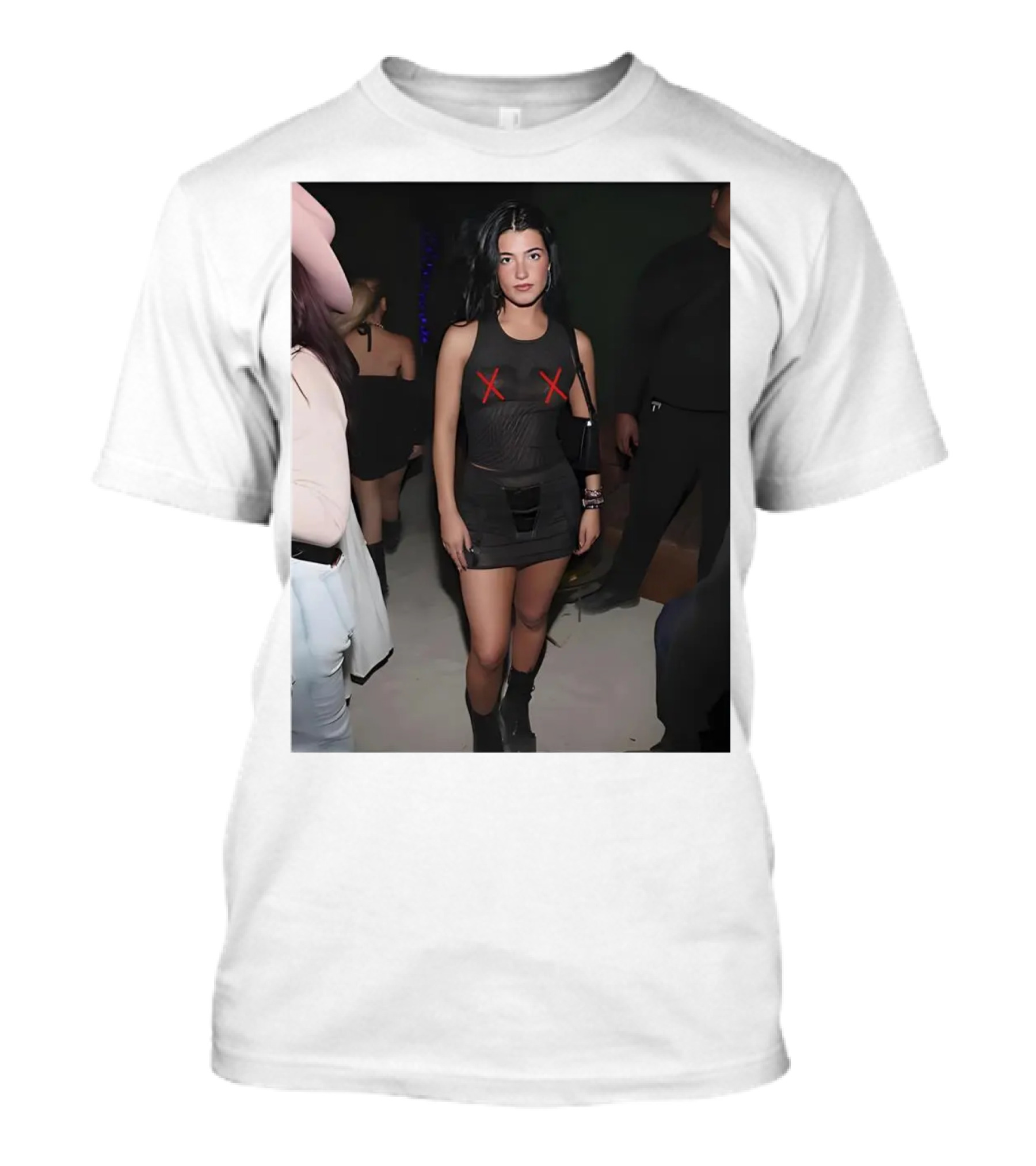 Charli D’Amelio Black Mesh Dress With Red X Details T-Shirt