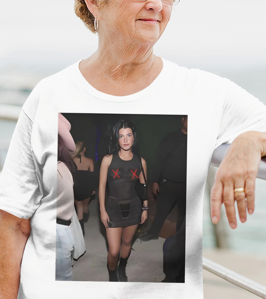 Charli D’Amelio Black Mesh Dress With Red X Details T-Shirt