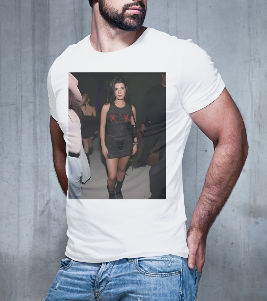 Charli D’Amelio Black Mesh Dress With Red X Details T-Shirt