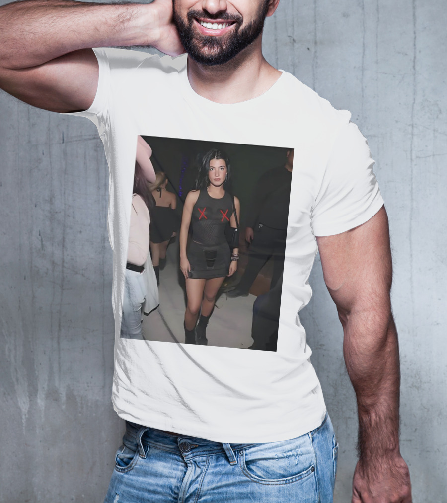 Charli D’Amelio Black Mesh Dress With Red X Details T-Shirt