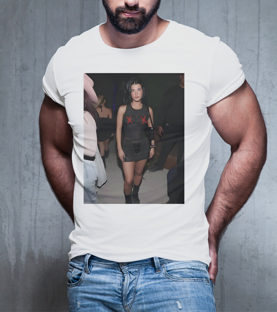 Charli D’Amelio Black Mesh Dress With Red X Details T-Shirt