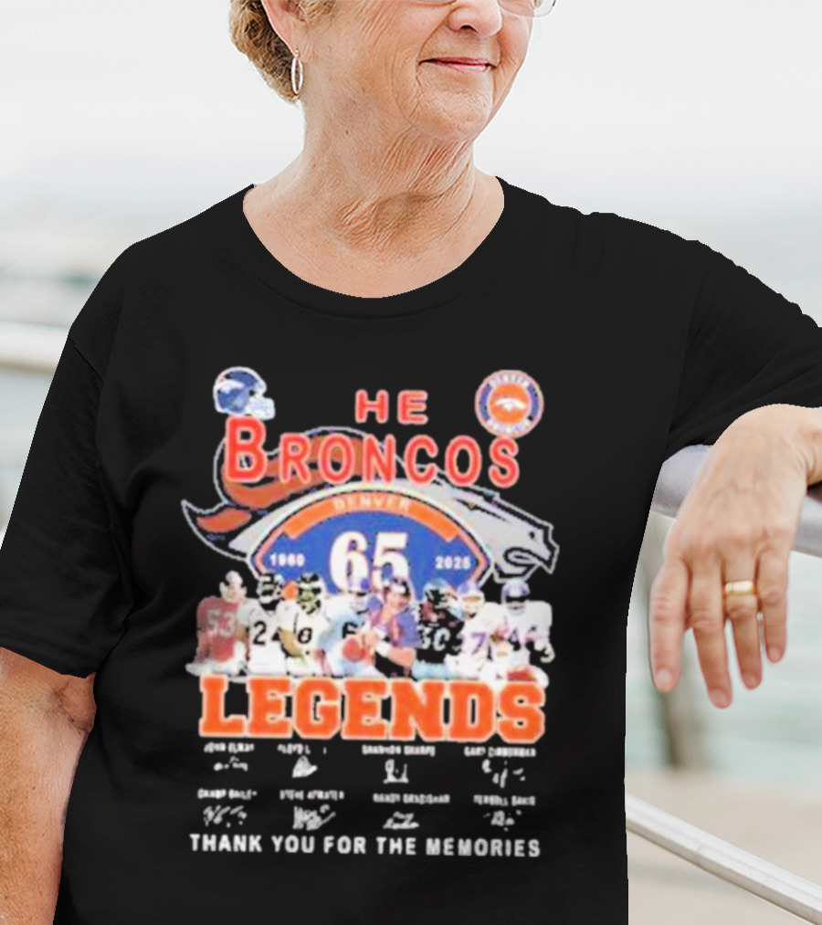 Denver Broncos 65 Year Legends 1960-2025 Thank You For The Memories T-Shirt