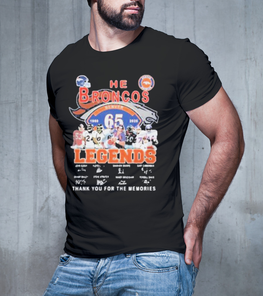 Denver Broncos 65 Year Legends 1960-2025 Thank You For The Memories T-Shirt