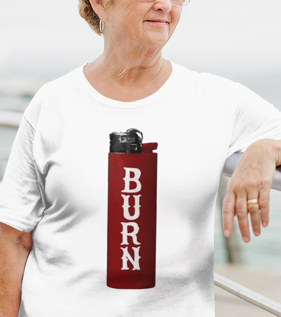 Eaj Burn Red Lighter Vertical Text T-Shirt