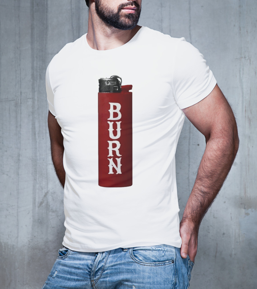 Eaj Burn Red Lighter Vertical Text T-Shirt