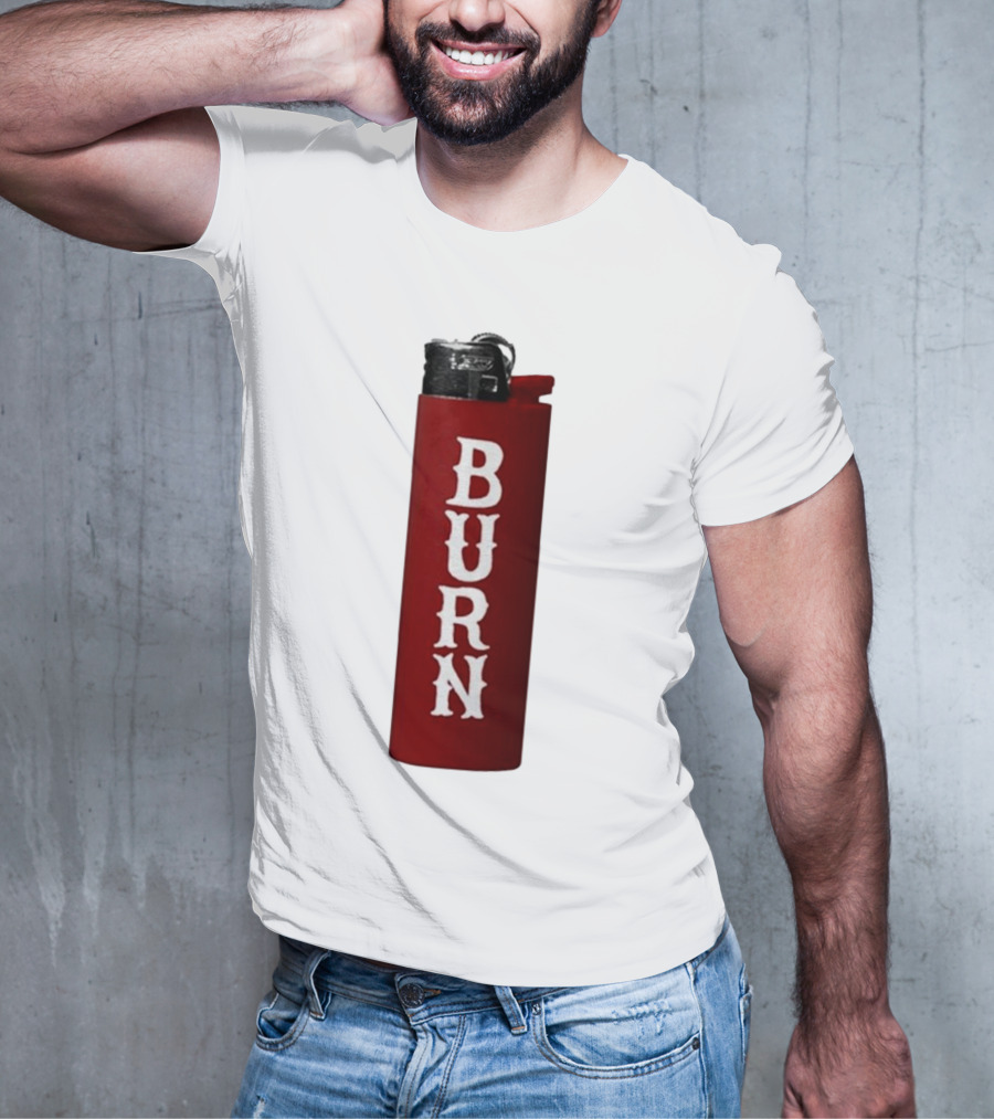 Eaj Burn Red Lighter Vertical Text T-Shirt