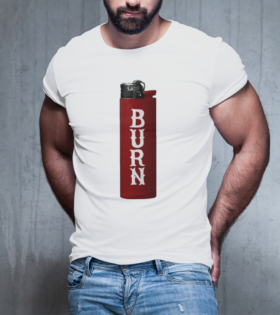Eaj Burn Red Lighter Vertical Text T-Shirt