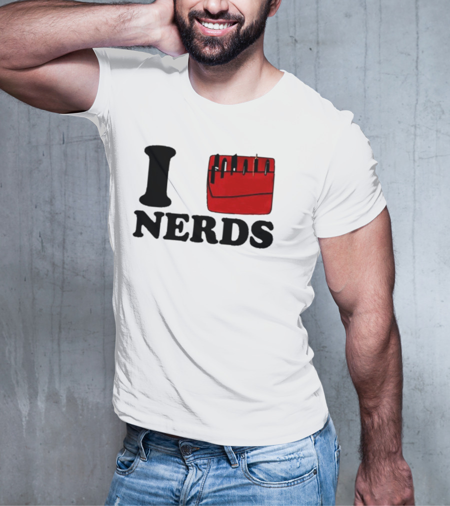 I Love Nerds Red Pocket T-Shirt