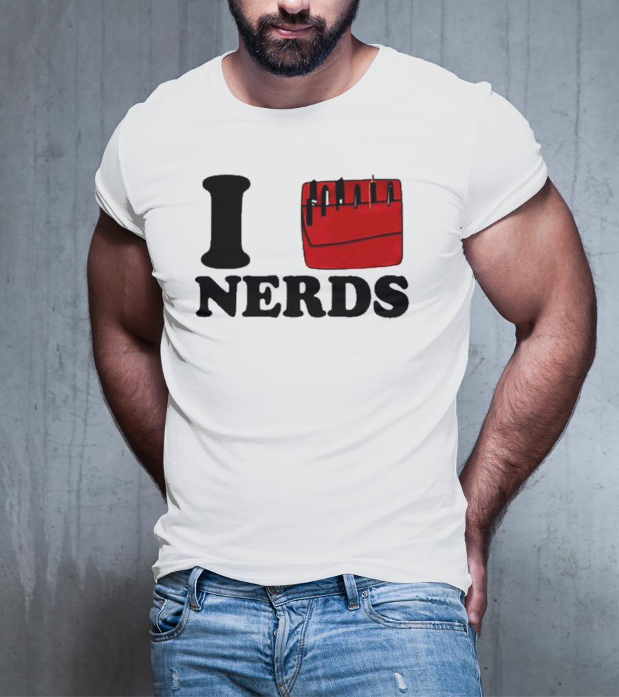 I Love Nerds Red Pocket T-Shirt