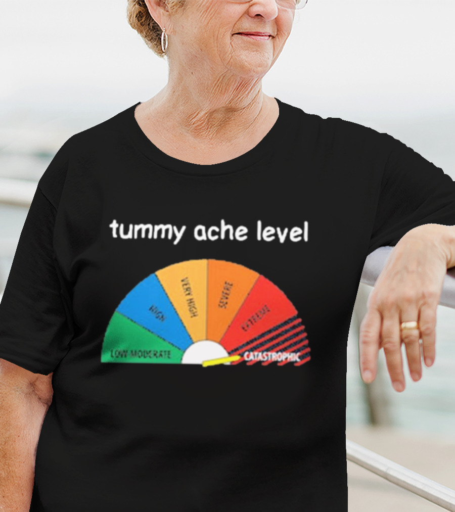 Tummy Ache Level Catastrophic Scale Low Moderate Severe Cringe T-Shirt