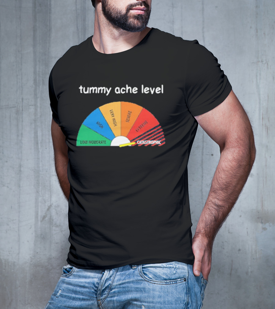 Tummy Ache Level Catastrophic Scale Low Moderate Severe Cringe T-Shirt
