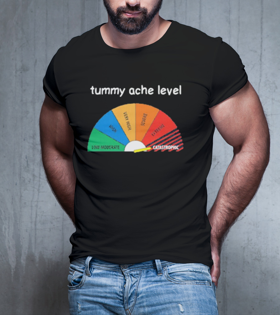 Tummy Ache Level Catastrophic Scale Low Moderate Severe Cringe T-Shirt