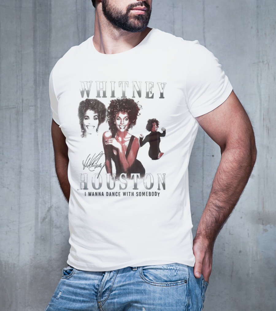 Whitney Houston I Wanna Dance With Somebody Vintage Portrait Signature T-Shirt