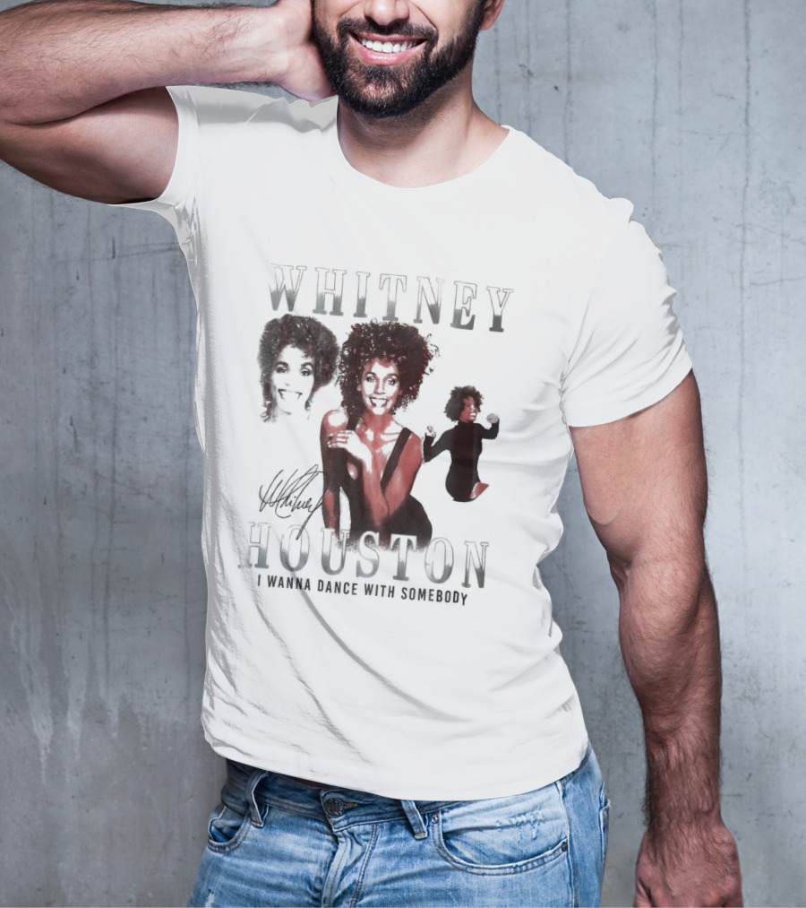 Whitney Houston I Wanna Dance With Somebody Vintage Portrait Signature T-Shirt