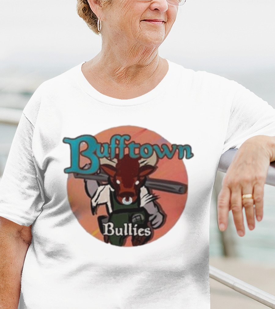 Bufftown Bullies Bull Character Holding Bat T-Shirt
