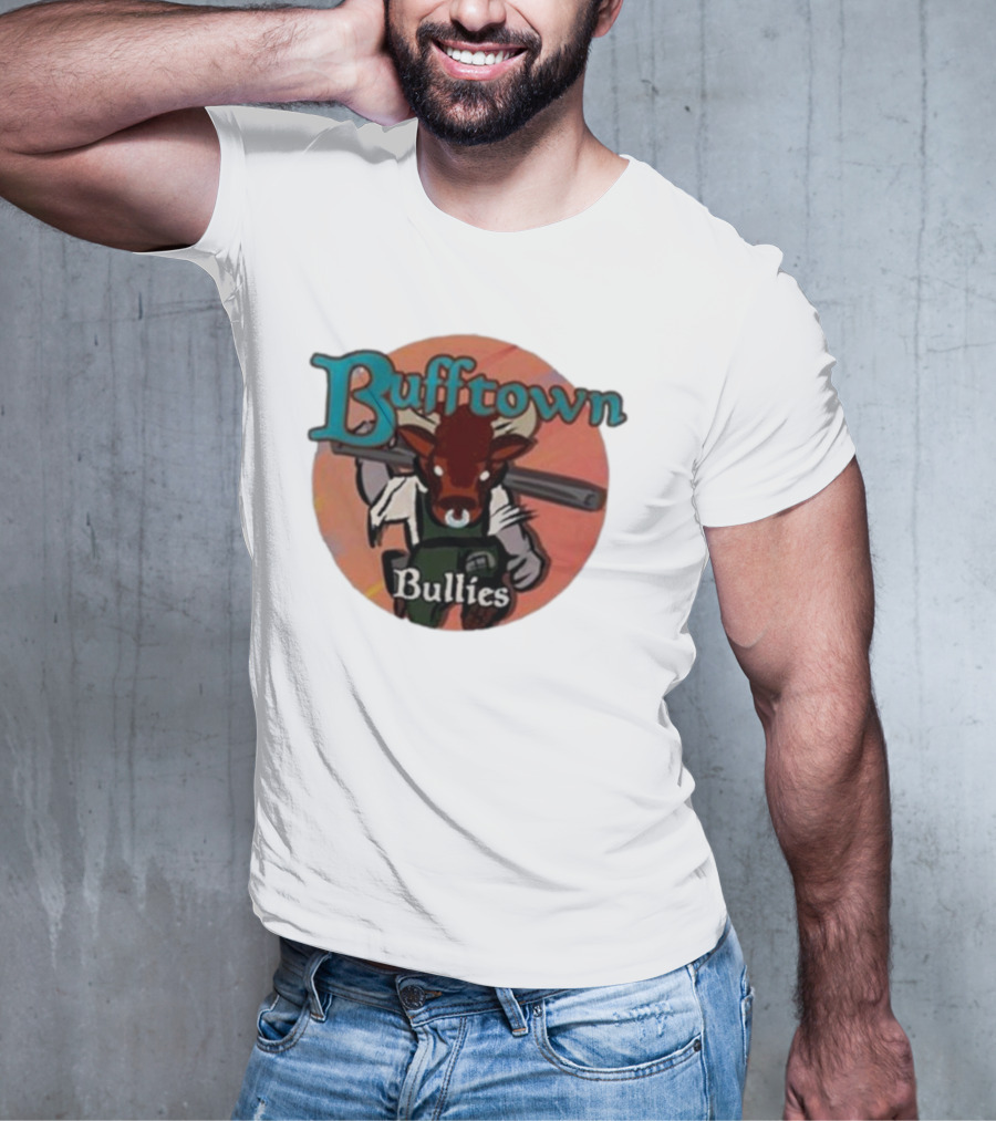 Bufftown Bullies Bull Character Holding Bat T-Shirt