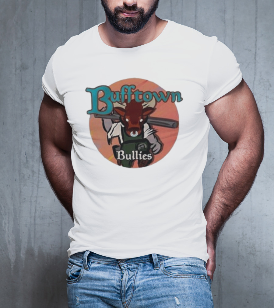 Bufftown Bullies Bull Character Holding Bat T-Shirt
