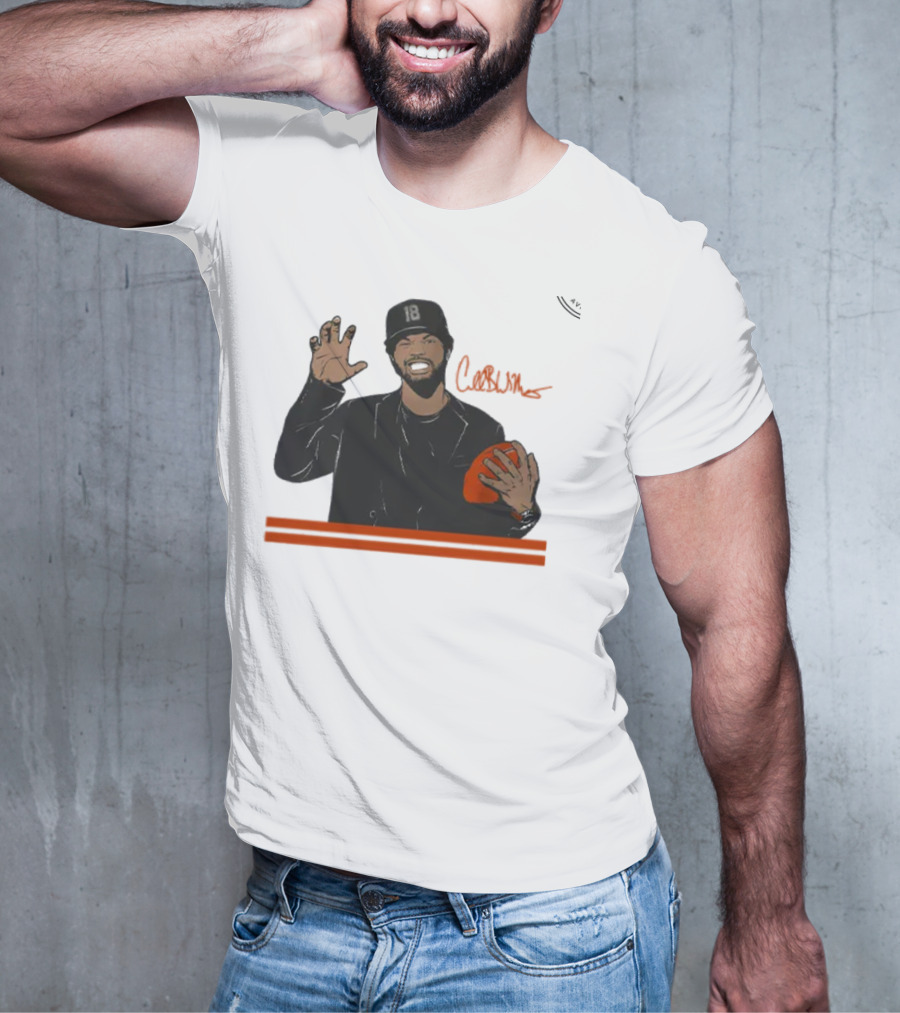 Caleb Williams Claw Pose Signature With Football And Cap Number 18 T-Shirt