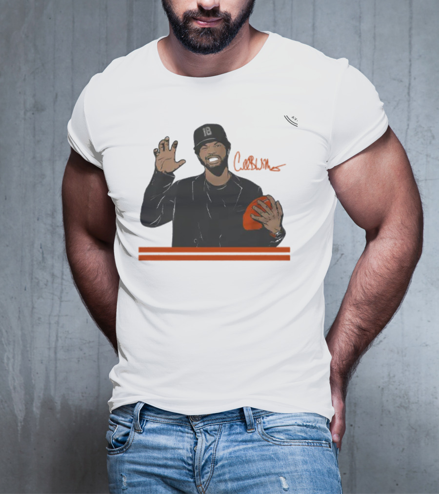 Caleb Williams Claw Pose Signature With Football And Cap Number 18 T-Shirt