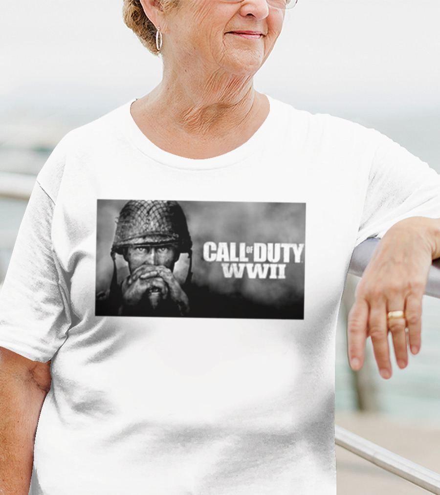 Call Of Duty WWII Soldier Image Black And White T-Shirt