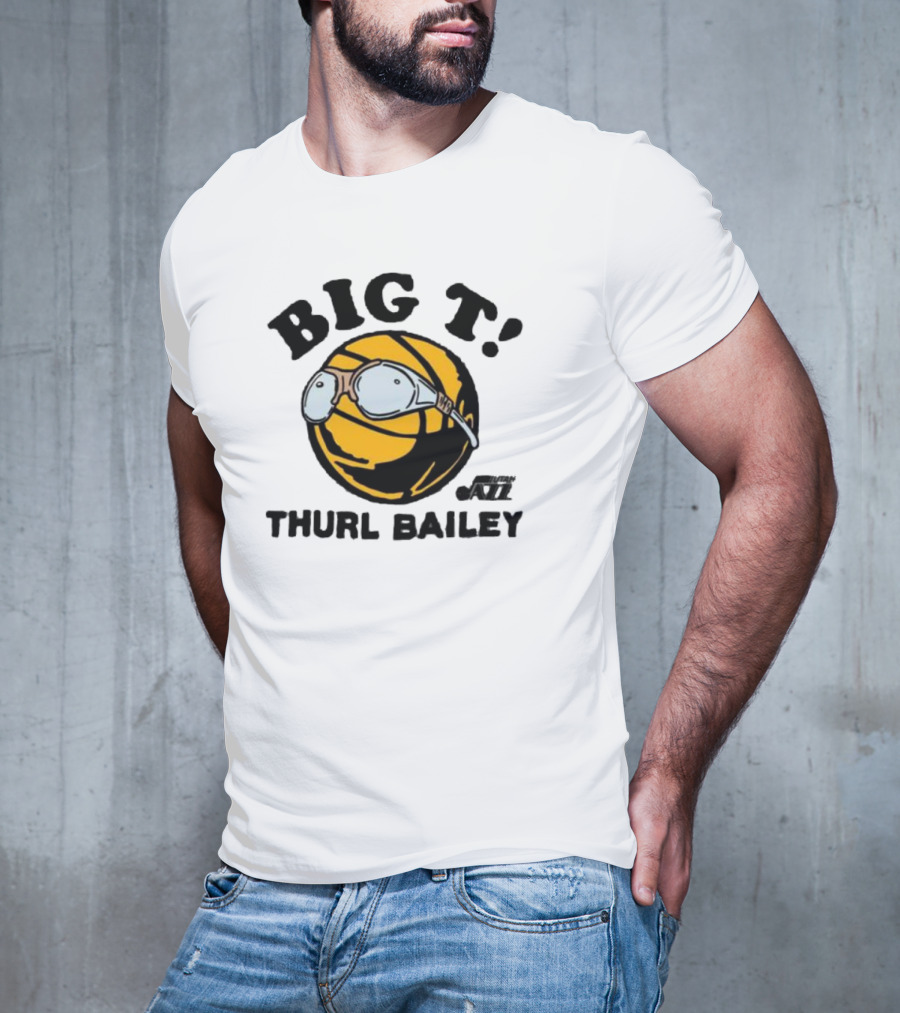 Big T Thurl Bailey Basketball Caricature With Glasses Utah Jazz T-Shirt