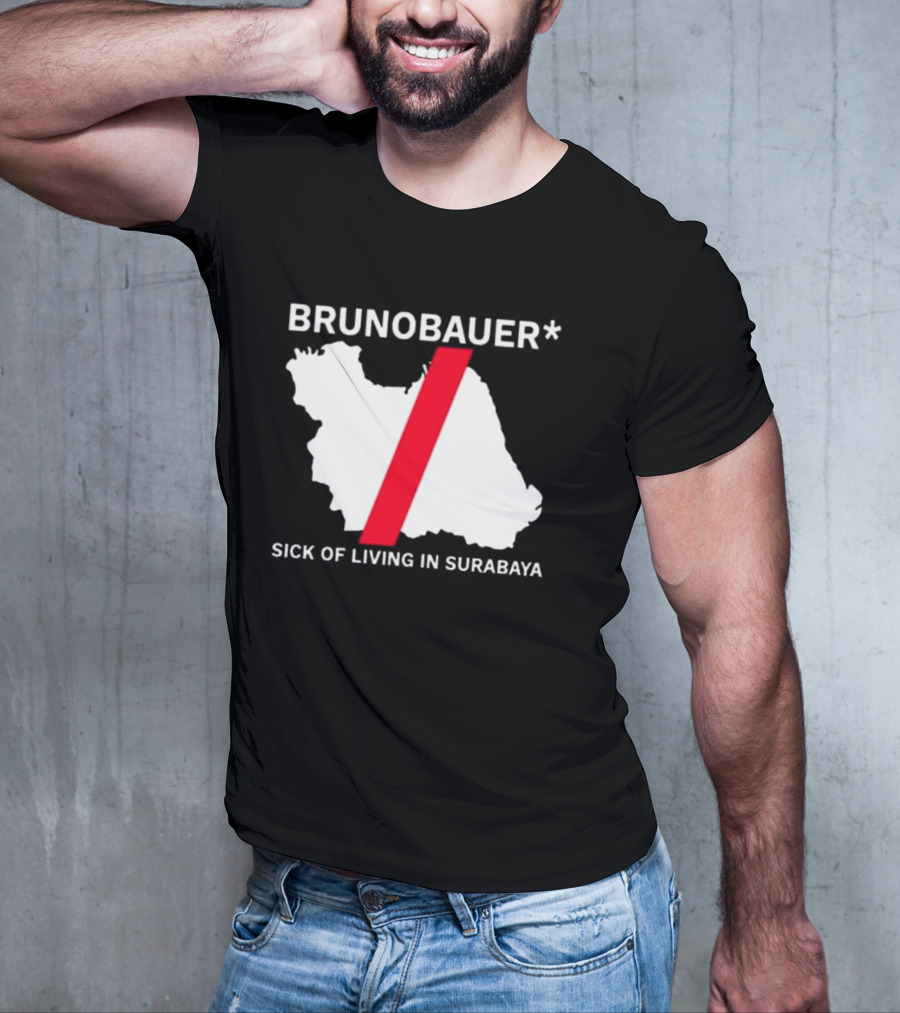 BRUNOBAUER Sick Of Living In Surabaya Map Design With Red Slash T-Shirt