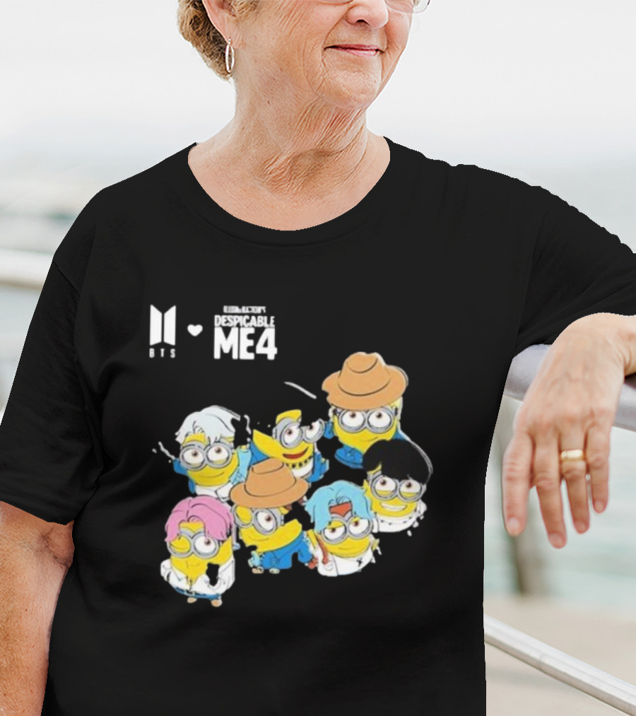 BTS Minions Collaboration Despicable Me 4 Characters Fashion Mashup T-Shirt