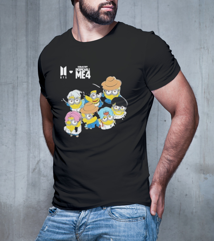 BTS Minions Collaboration Despicable Me 4 Characters Fashion Mashup T-Shirt