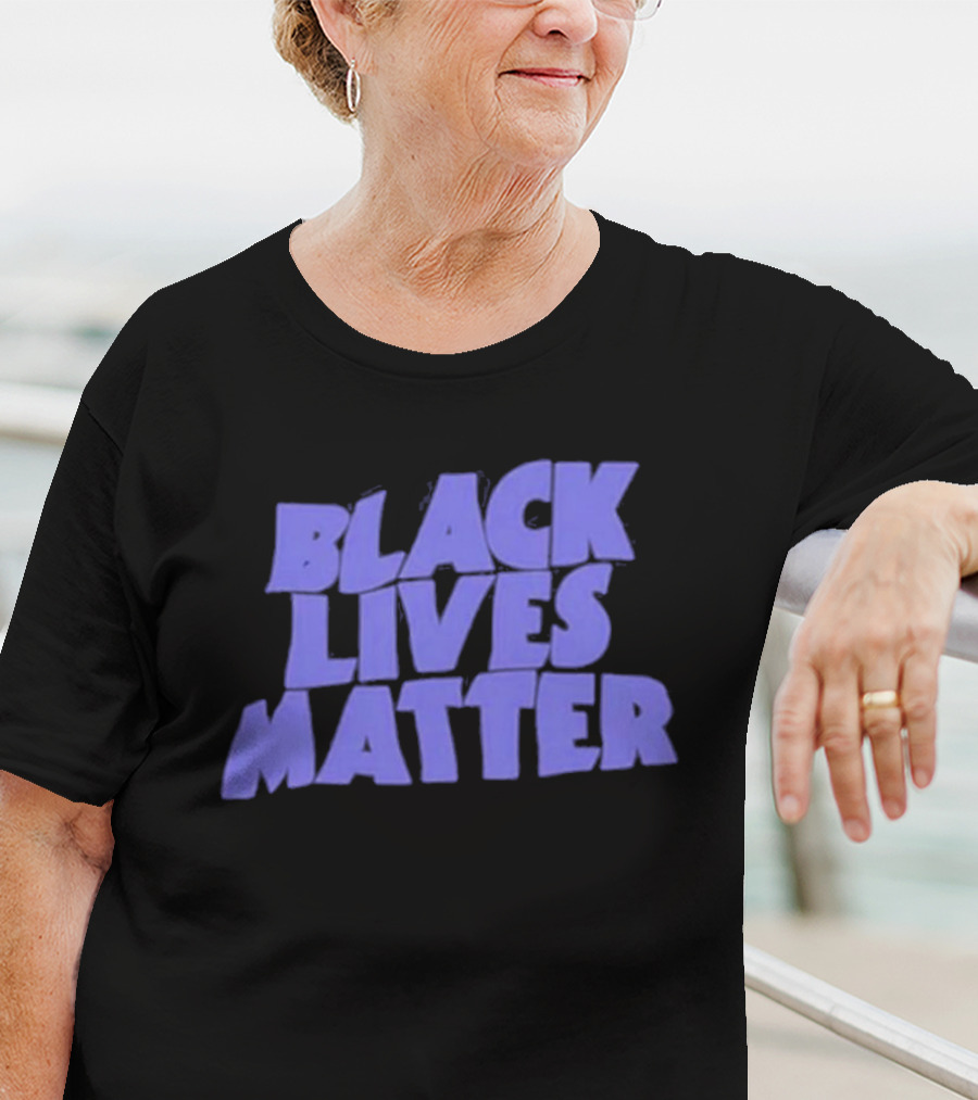 Black Lives Matter Black Tee Simple Blue Text T-Shirt