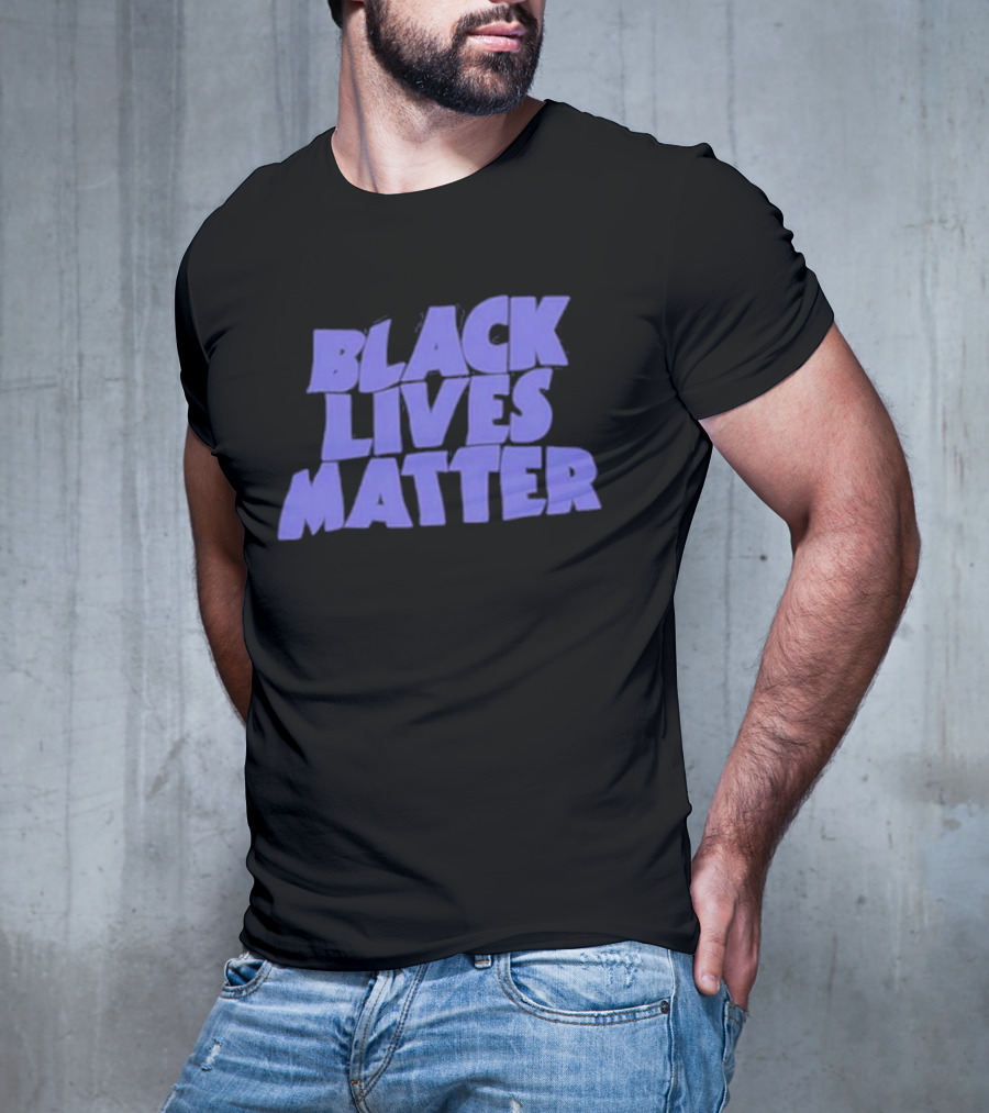 Black Lives Matter Black Tee Simple Blue Text T-Shirt