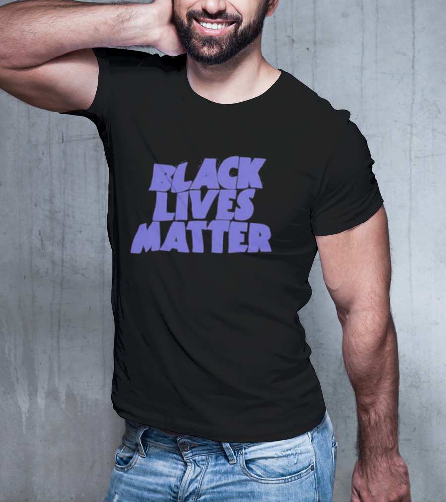 Black Lives Matter Black Tee Simple Blue Text T-Shirt