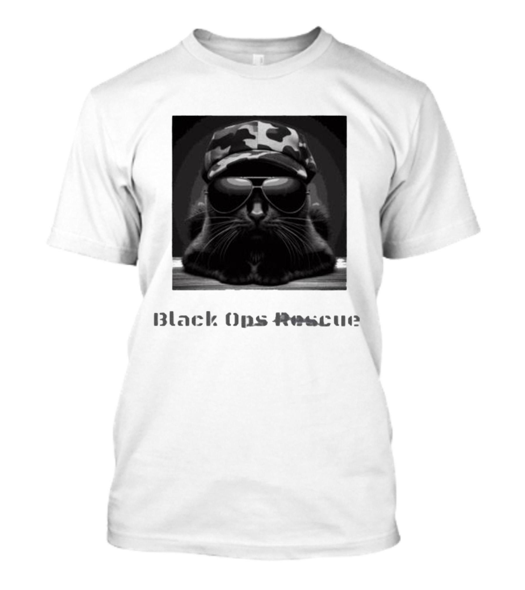 Black Ops Rescue Women’s Cat Military Style Camouflage Hat Sunglasses T-Shirt