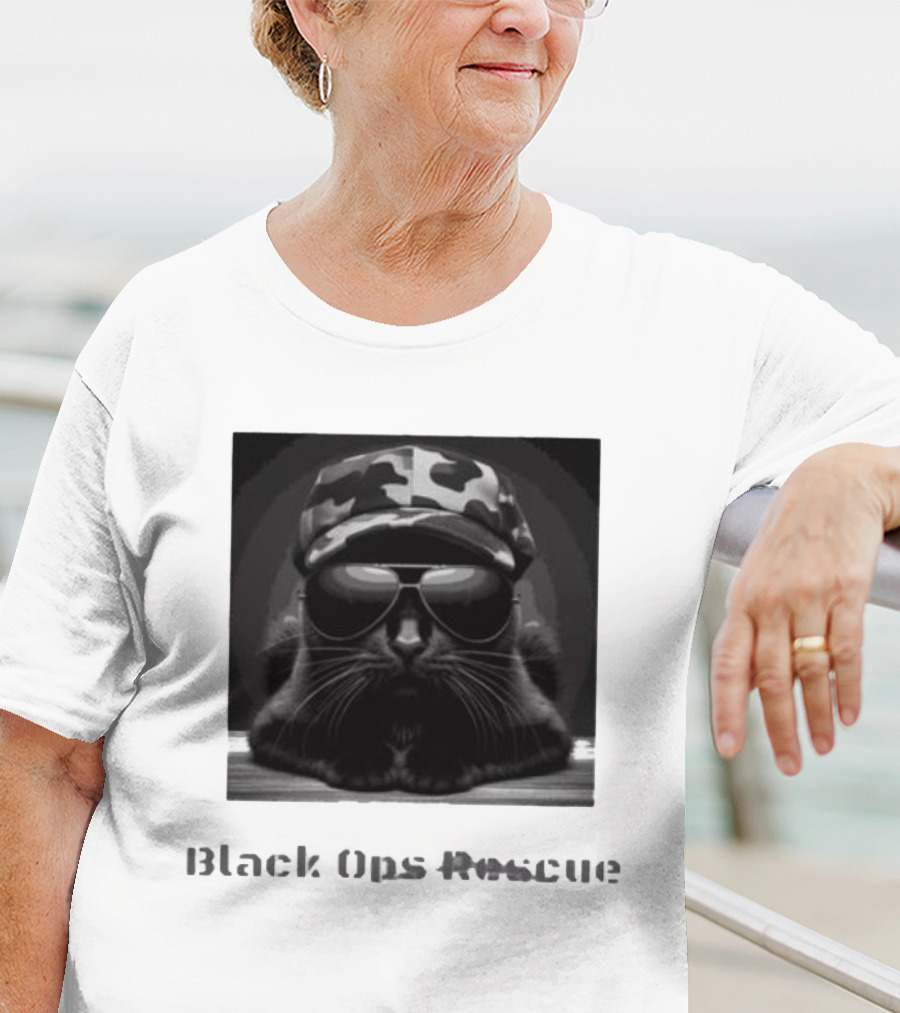 Black Ops Rescue Women’s Cat Military Style Camouflage Hat Sunglasses T-Shirt