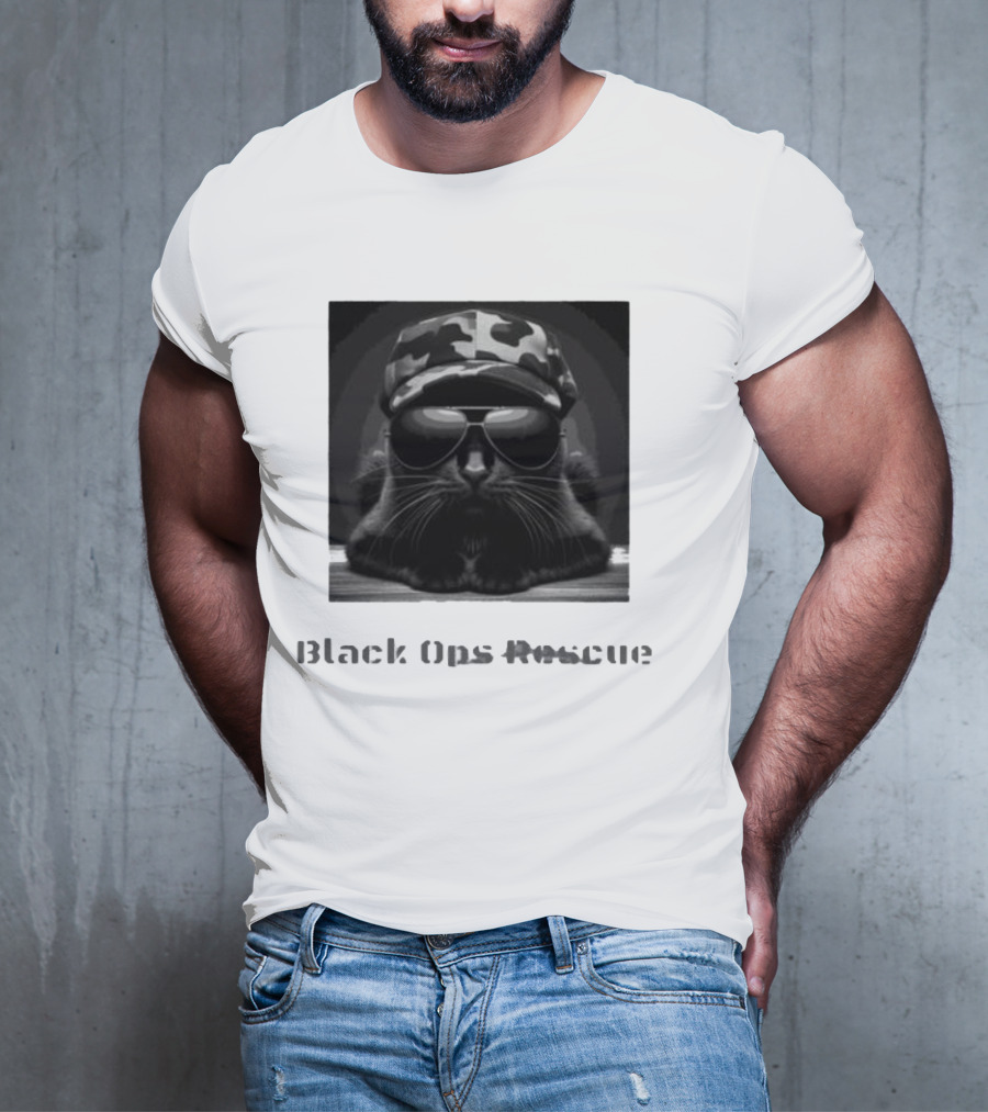 Black Ops Rescue Women’s Cat Military Style Camouflage Hat Sunglasses T-Shirt