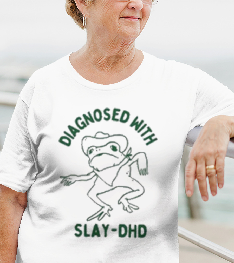 Diagnosed With Slay Dhd Frog In Cowboy Hat T-Shirt
