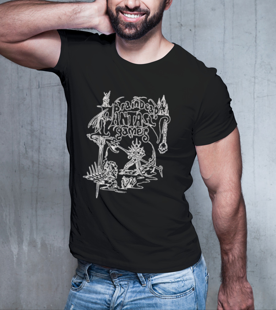 Braindead Fantasy Games Dungeon Crawler Skeleton Monster Battle T-Shirt